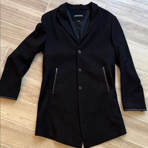 John Varvatos black wool and leather  Blazer 50/36 NWT